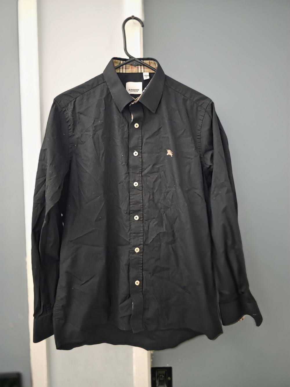 Burberry Men's Black Long-Sleeve Button-Up Shirt